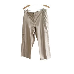 Chico’s Vintage Womens Tan Cotton Cropped Casual Cargo Trousers Size Medium